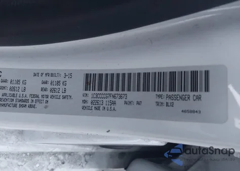 2015 Chrysler 200 C z USA, uszkodzony, nr VIN 1C3CCCCG7FN673673